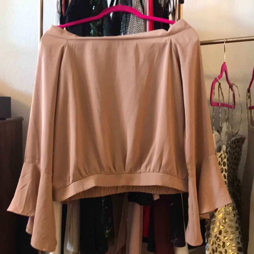 Tigermist off shoulder nude tan top shirt
